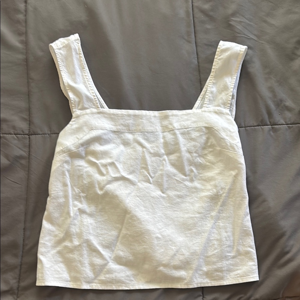 Madewell White Fitted Crop Tank Top